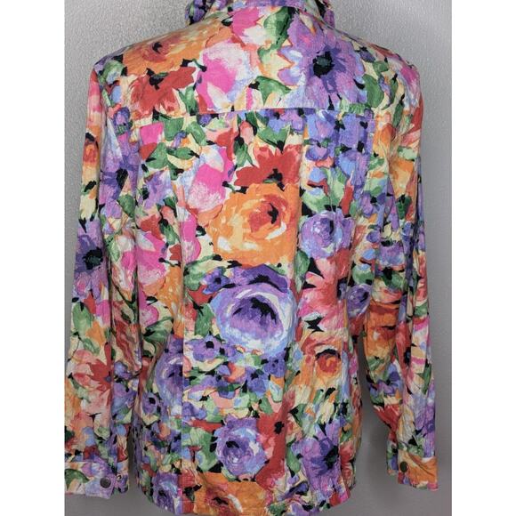 Drapers & Damons Floral Stretch Long Sleeve Collared Jacket Blazer, Womens Large - Picture 5 of 11